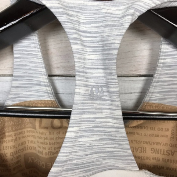 Lululemon White Gray Racerback Built In Tank Top Shirt 4 - Picture 3 of 4